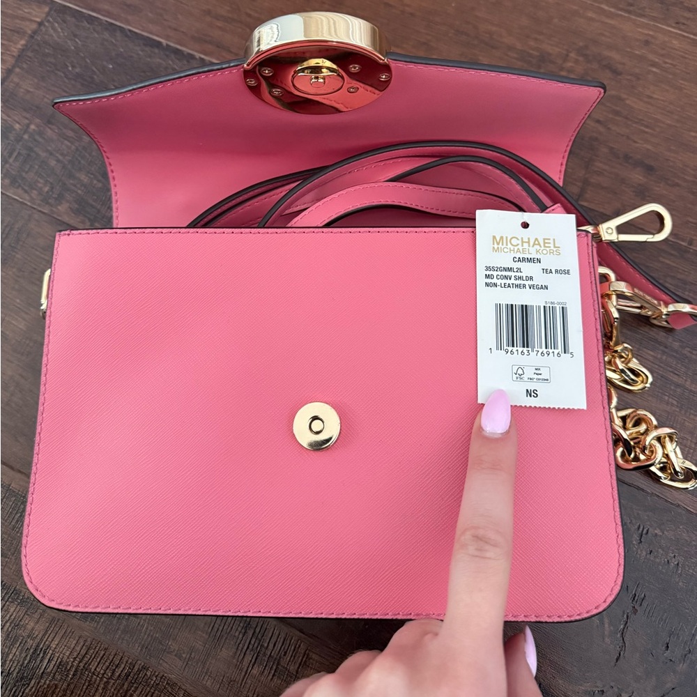 Michael Kors Carmen Medium Convertible Shoulder Bag Tea Rose - Picture 3 of 8